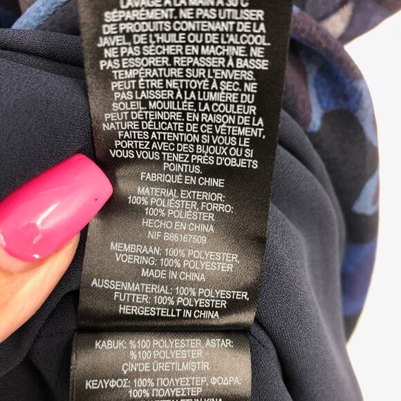 TED BAKER Juleah Mini Dress 4 Dark Navy Floral V-Neck Ruched Sleeve Detail NWT - Picture 12 of 12